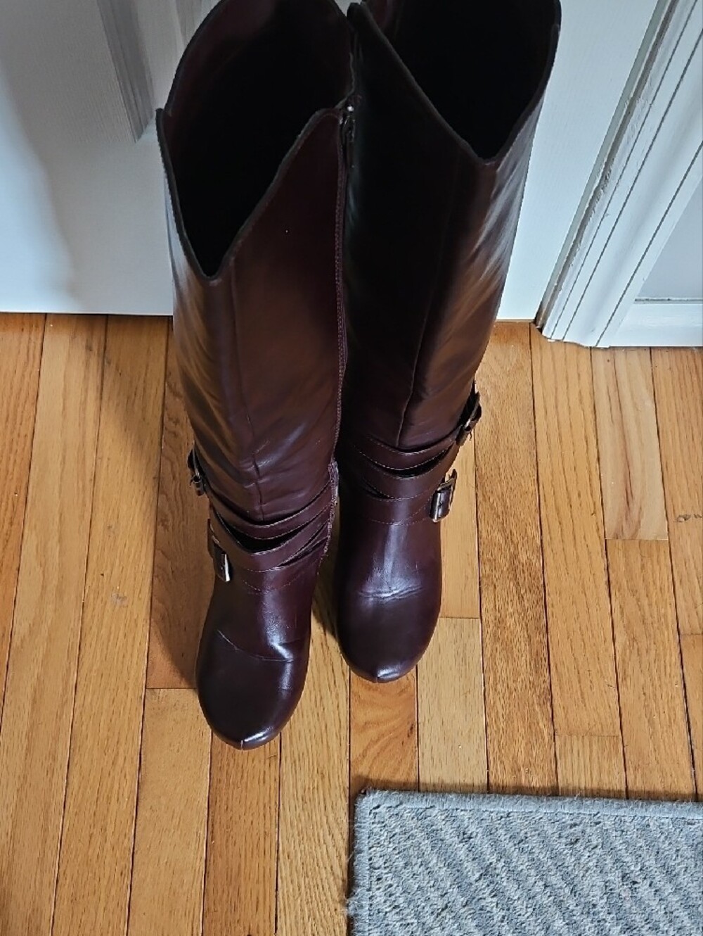 Women’s Tall Buckle Riding Style Boots in Dark Brown Leather - Picture 8 of 13